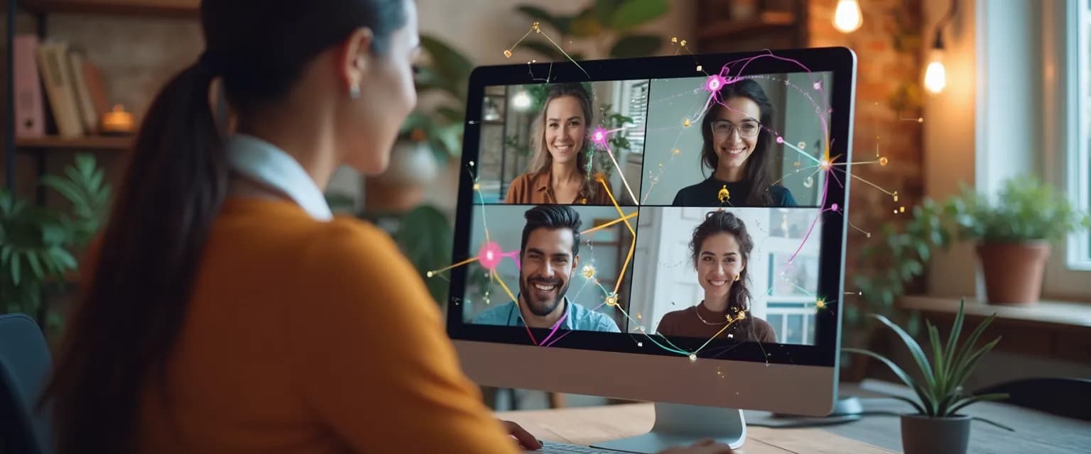 Remote team members building strong EQ through virtual connection activities