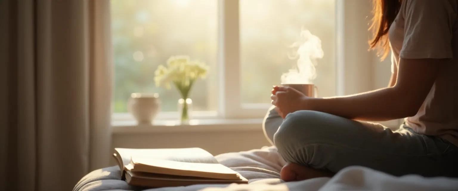 Person practicing brief daily reflection for self-understanding and self-awareness