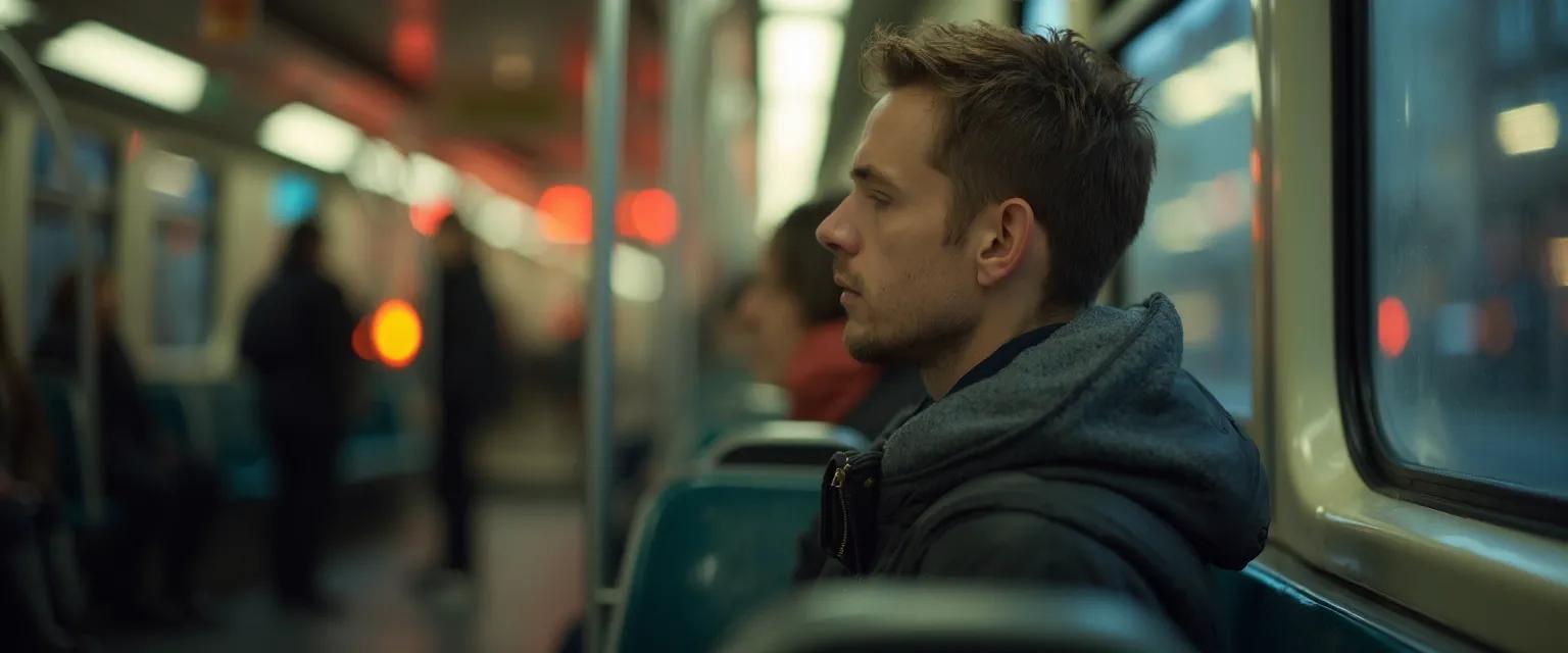 Person practicing mindful awareness during their daily commute