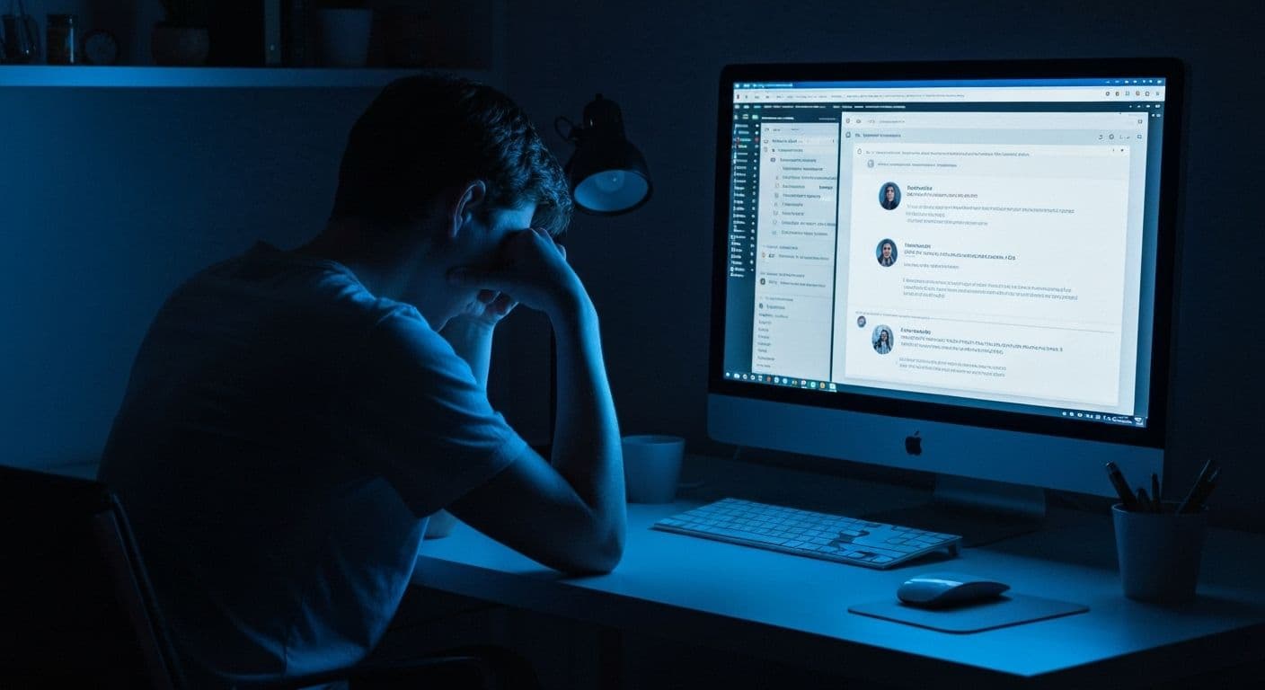 Person reading dismissive avoidant breakup advice on Reddit while reflecting on relationship patterns