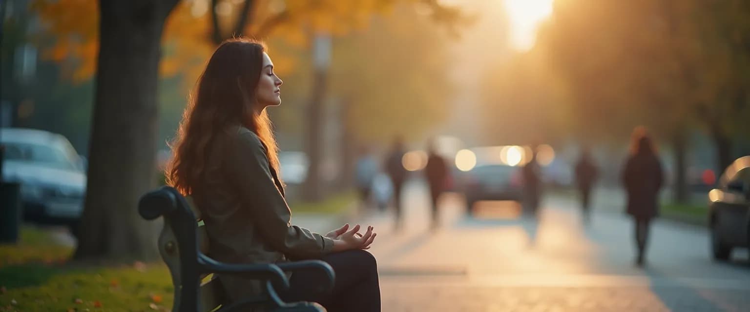 Person practicing 5-minute mindfulness for beginners during a busy workday