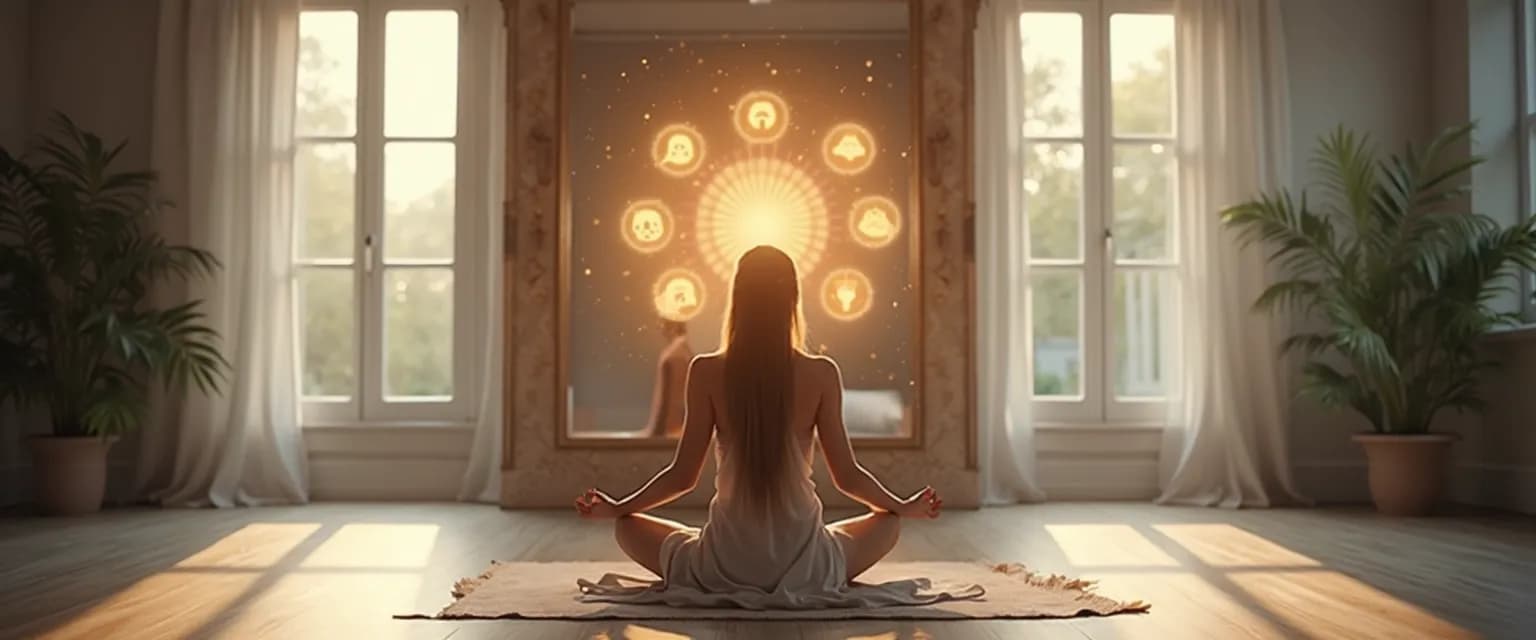 Person practicing daily mirror moment to improve own self and social awareness