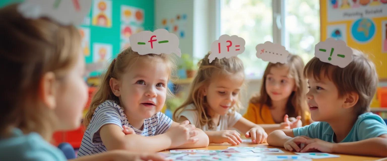 Elementary students playing self-awareness games in a classroom setting