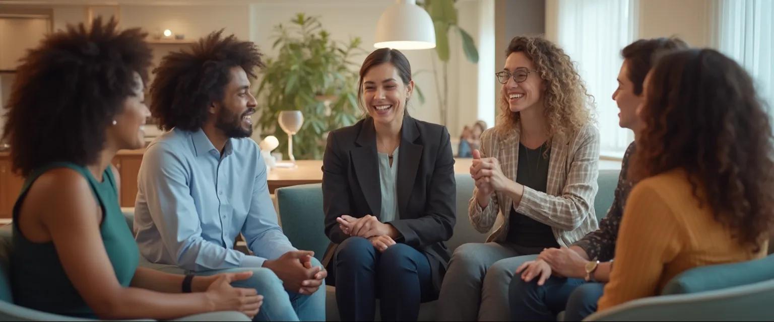 Manager successfully managing emotional employees in a psychologically safe workplace meeting