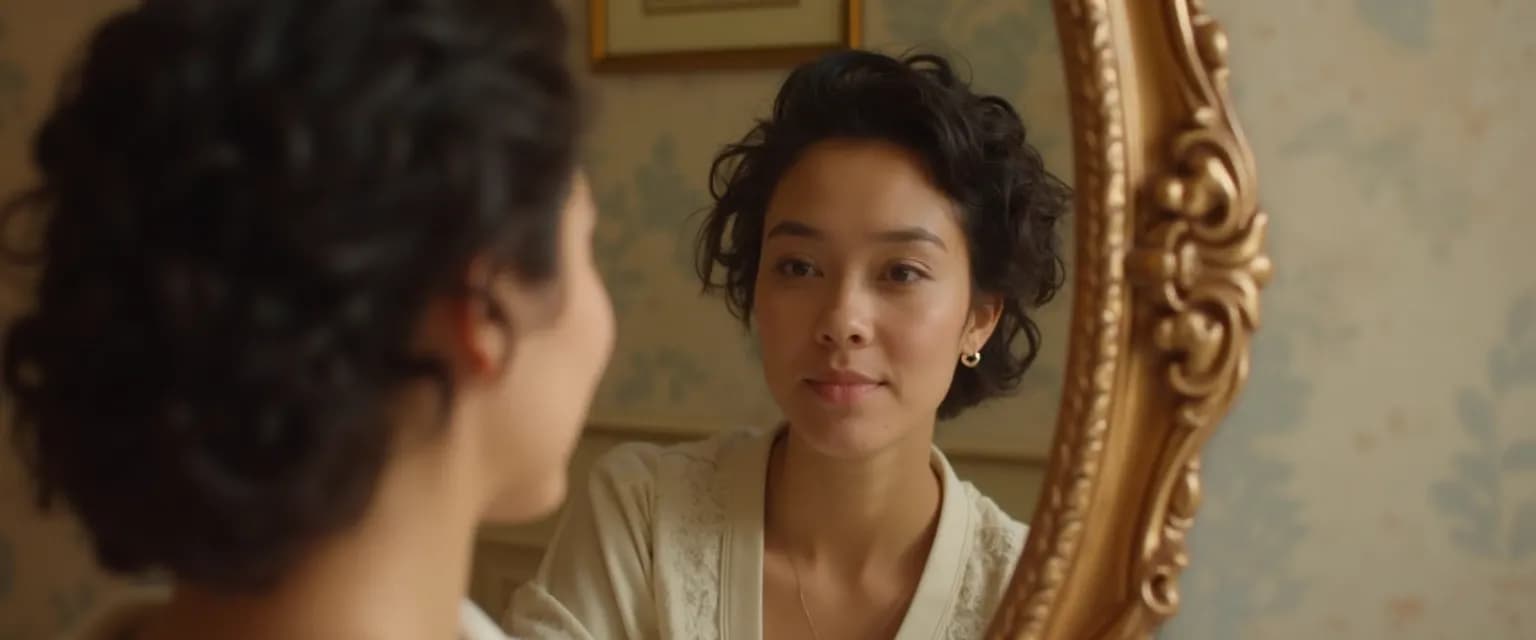 Person practicing mirror work exercises for self-awareness and discovering who they really are