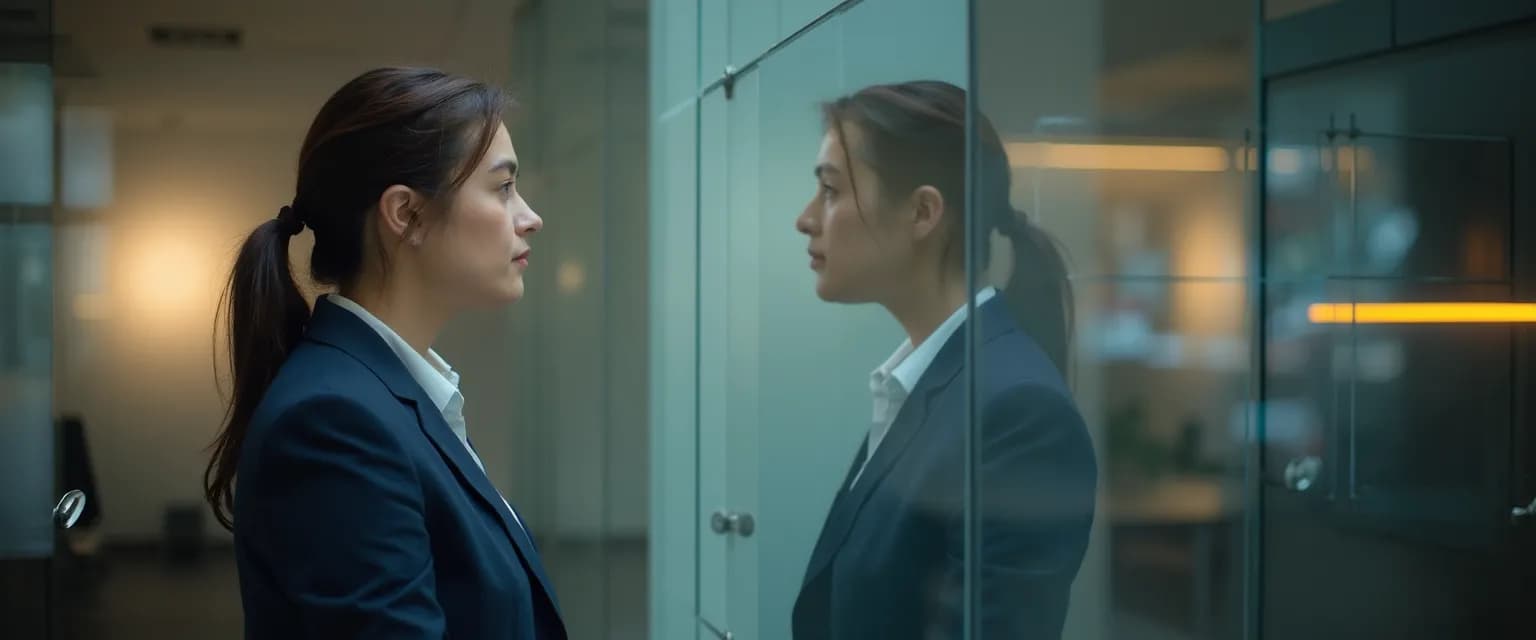 Manager practicing self-awareness techniques during a team meeting