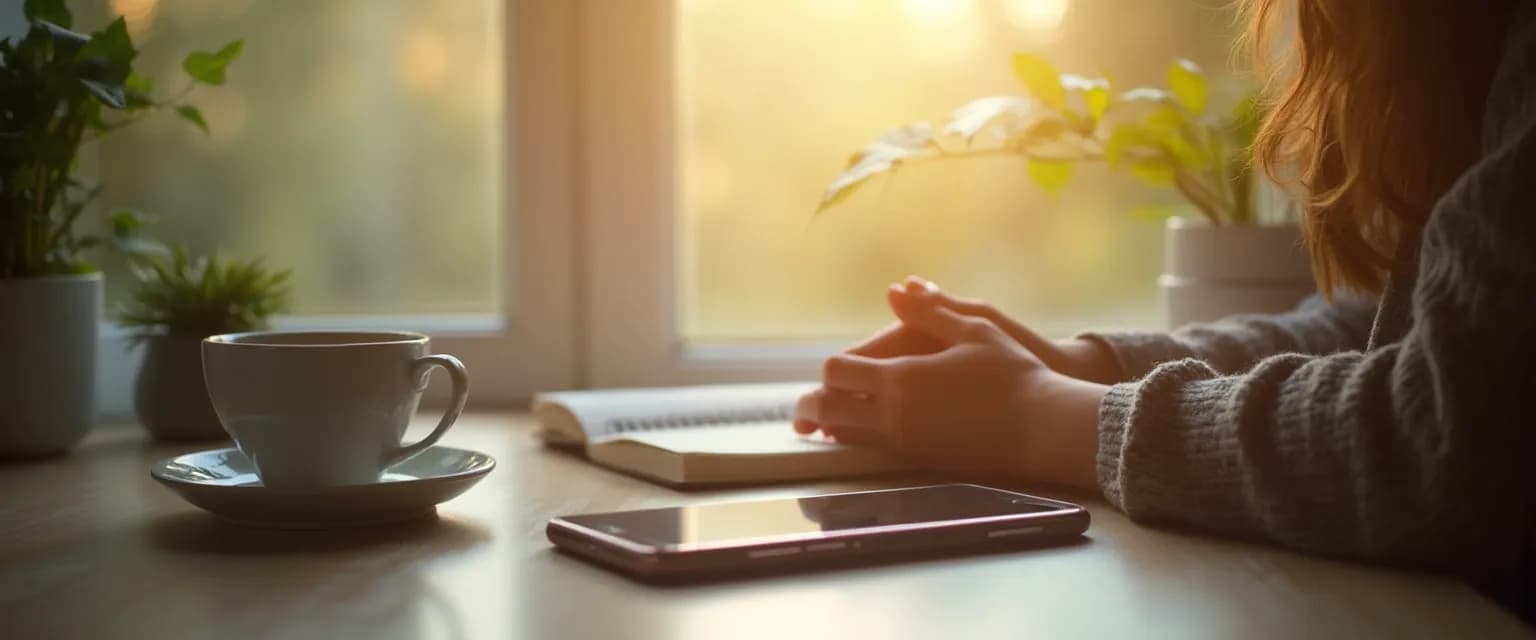 Person finding peace during digital detox after relationship heartbreak