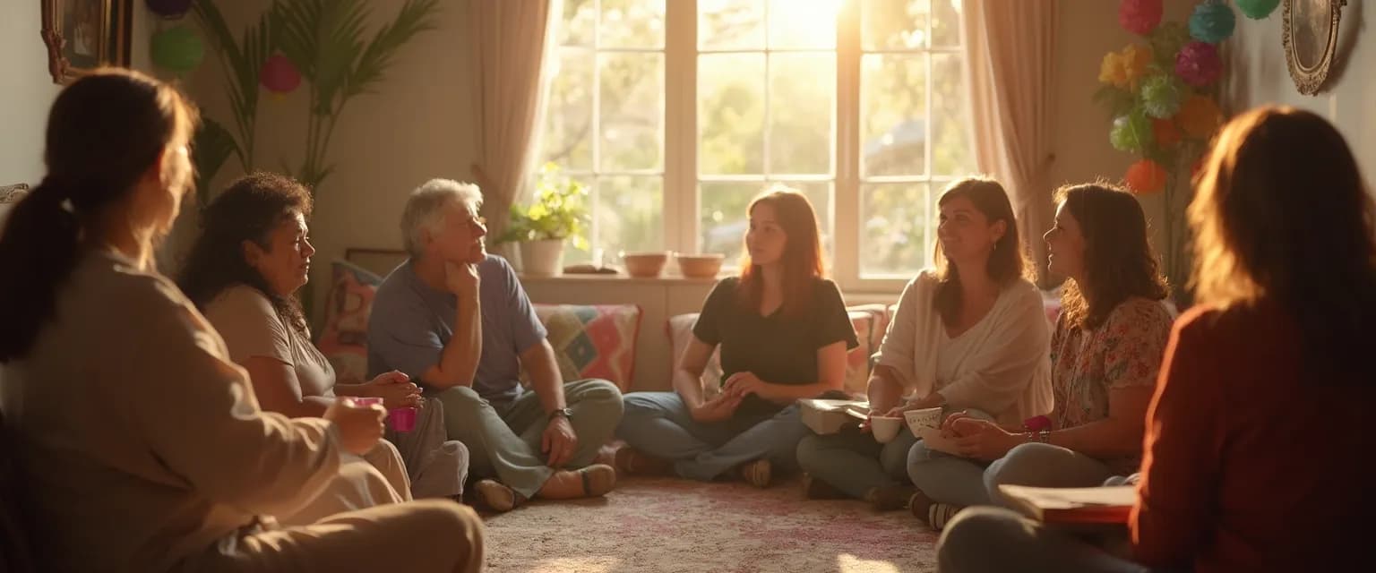 Supportive circle in a transformed grief share program creating a community healing hub