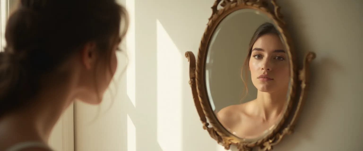 Person practicing mirror work as a foundation of self-awareness