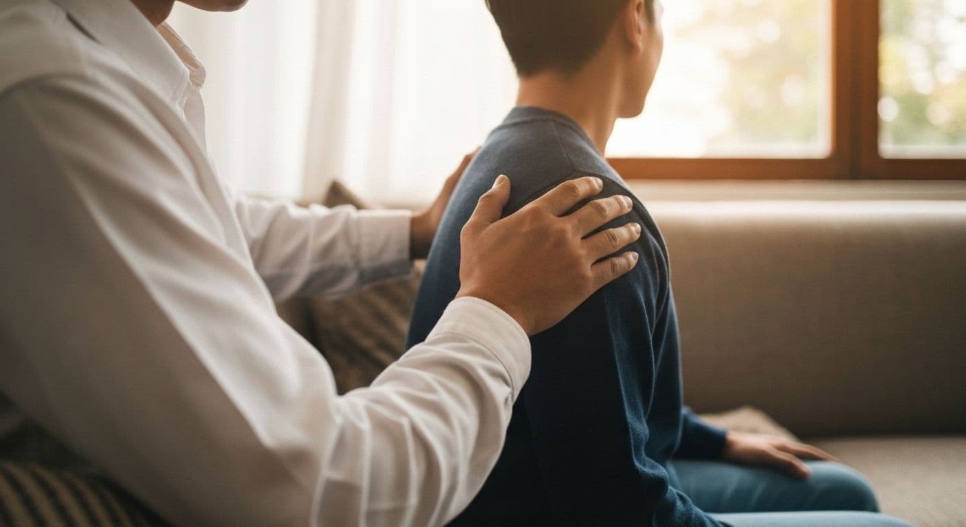 Person offering specific support to someone grieving, showing what to say to someone who lost someone