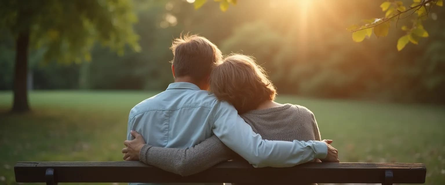 Two friends having a supportive conversation about a parent who is dying