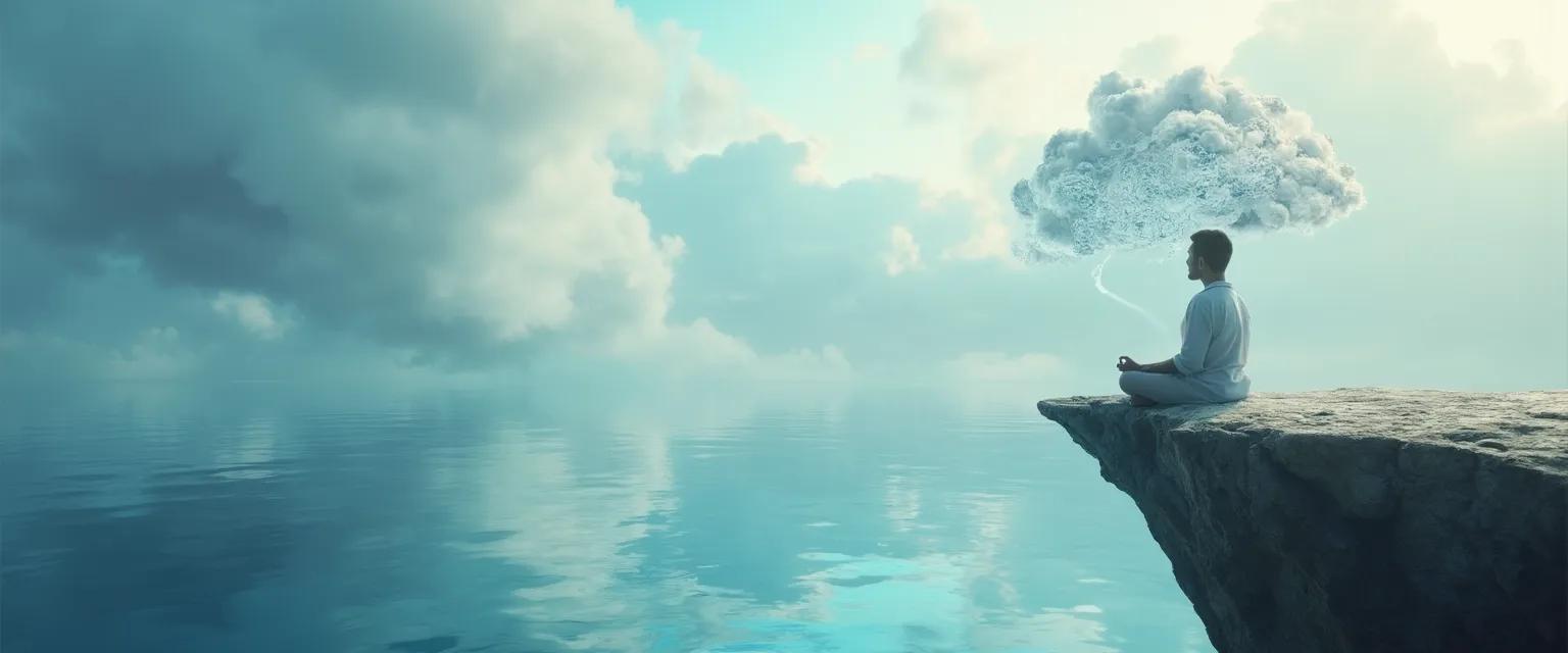 Person practicing healthy introspection and self-awareness techniques with a calm expression