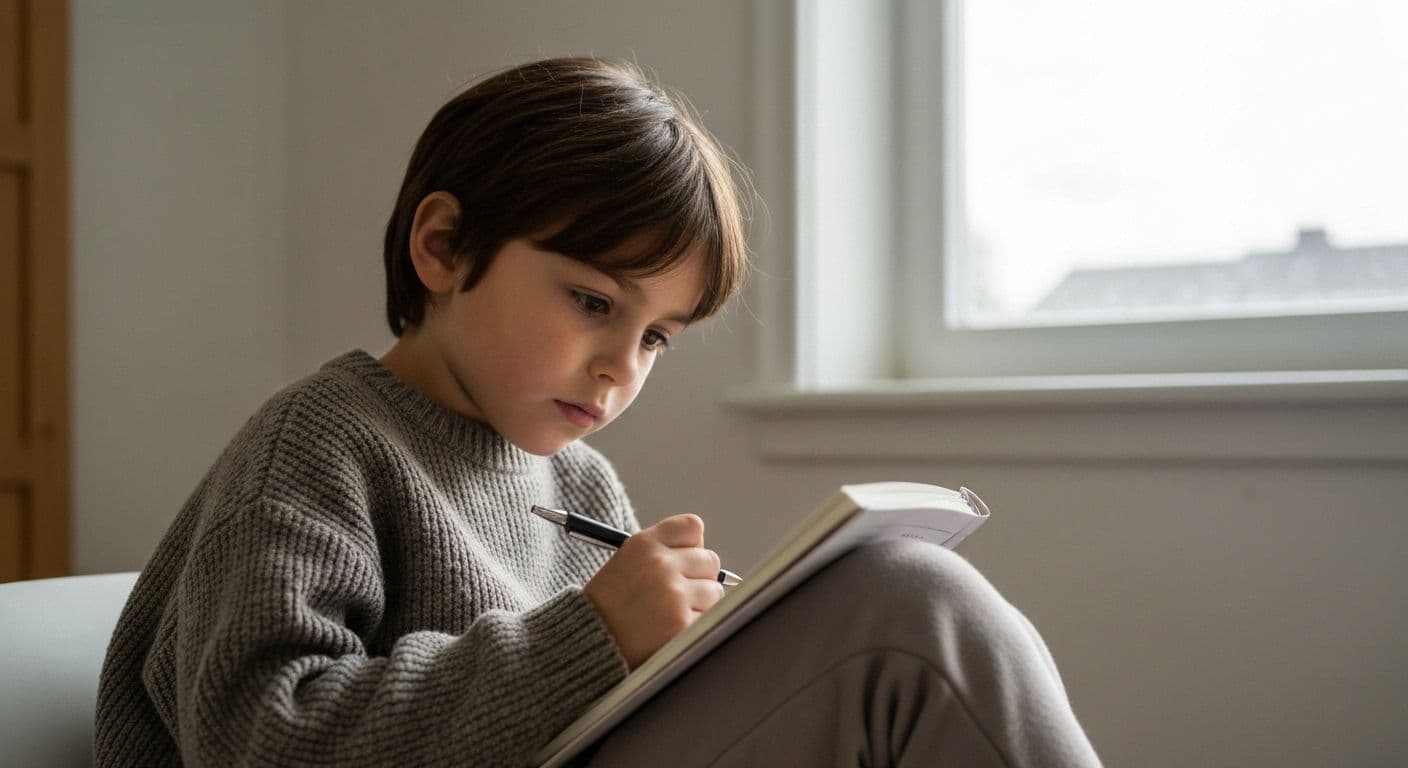 Teen student engaged in self awareness program activities with supportive parent guidance