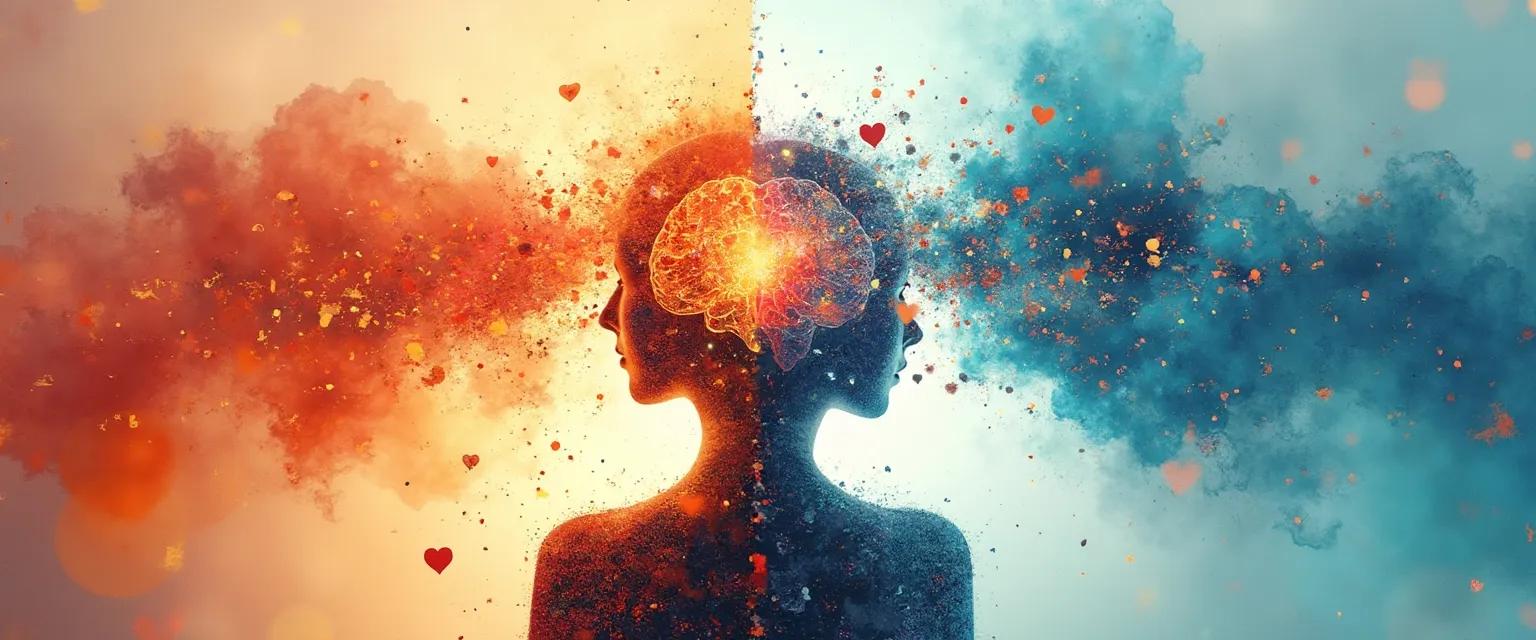 Person balancing emotional intelligence in decision making between instinct and logic