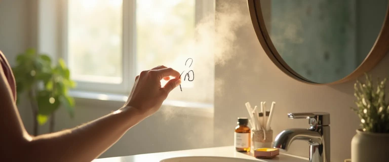 Person practicing self awareness and self care during a mirror moment ritual