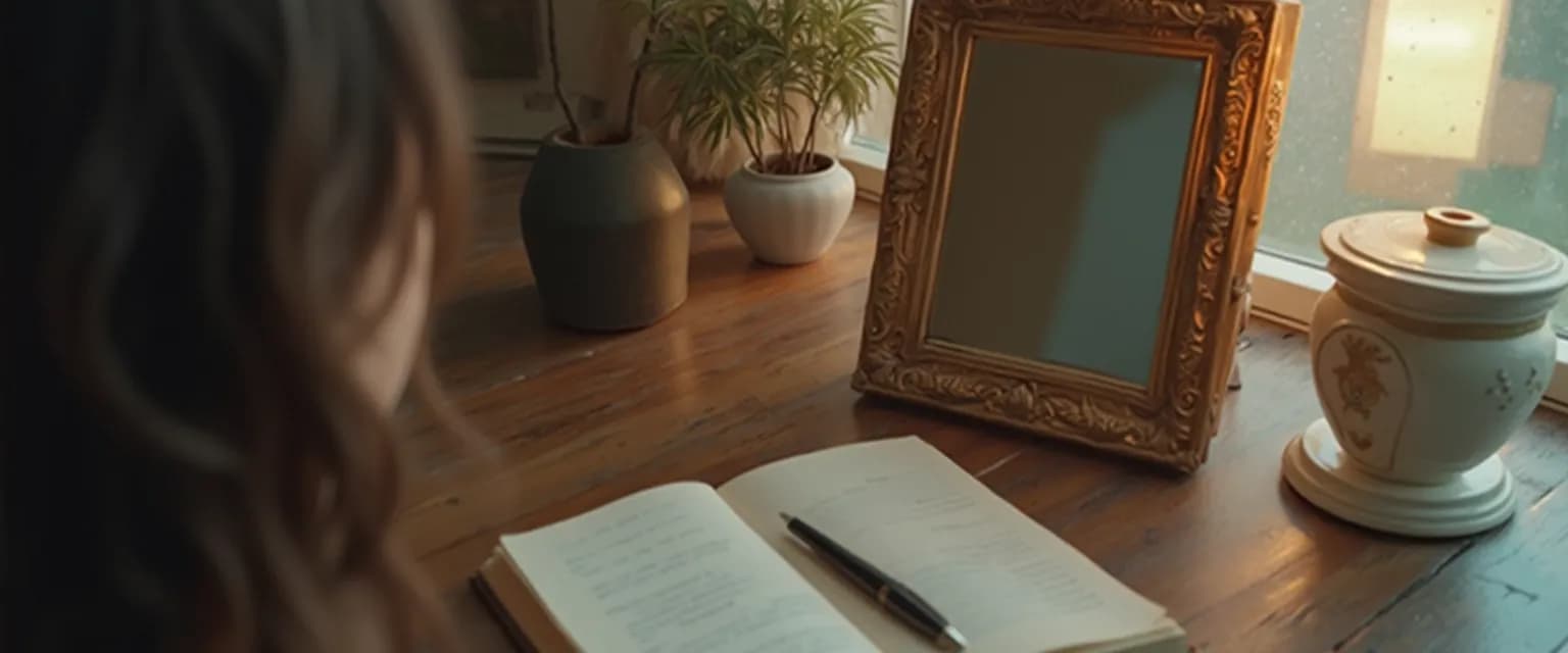 Person reflecting with mirror questions for self awareness in understanding the self