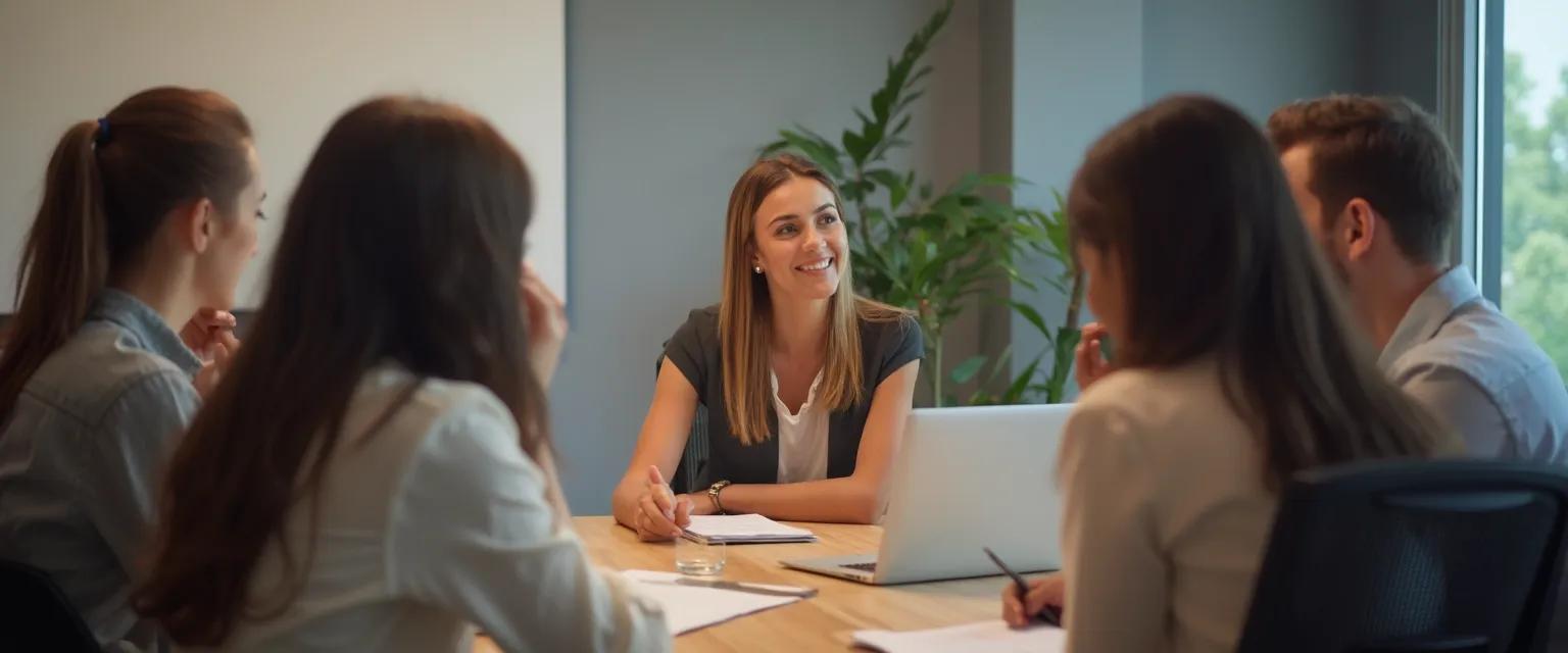Manager demonstrating emotional intelligence and leadership development skills in a team meeting