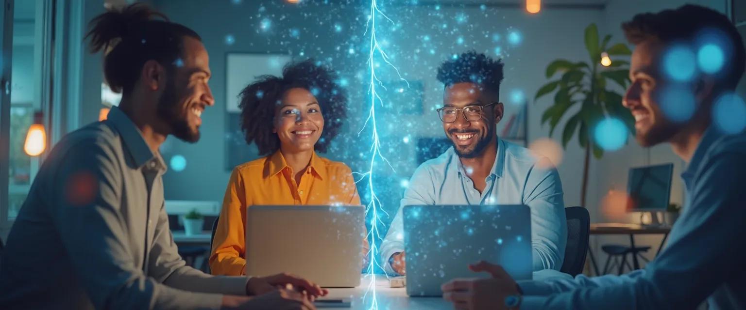 Team members engaged in emotional intelligence corporate training during a virtual meeting