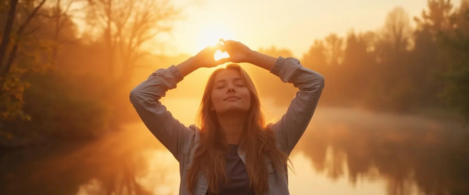 Person practicing the mindful way through depression with gentle movement outdoors