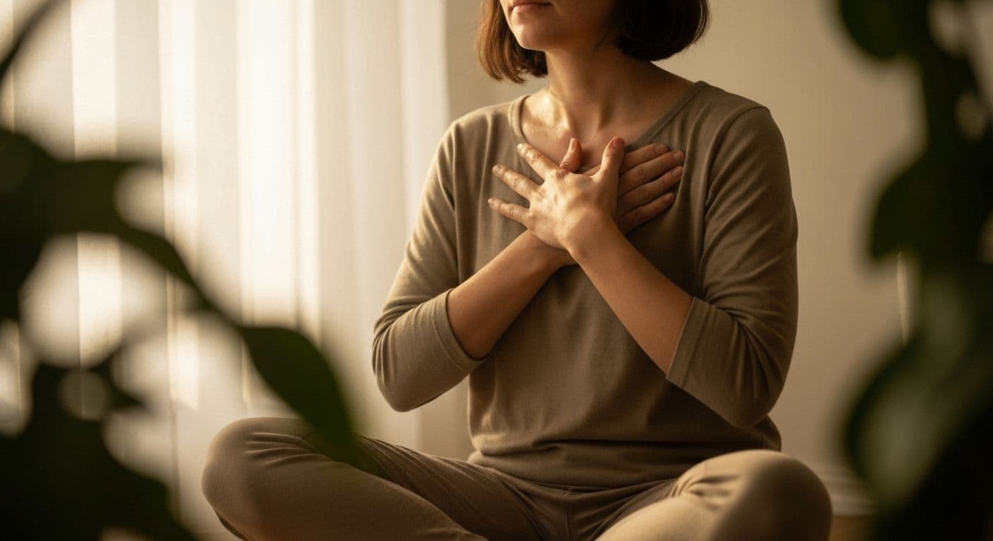 Person practicing finding self awareness through mindful emotional check-in during daily routine