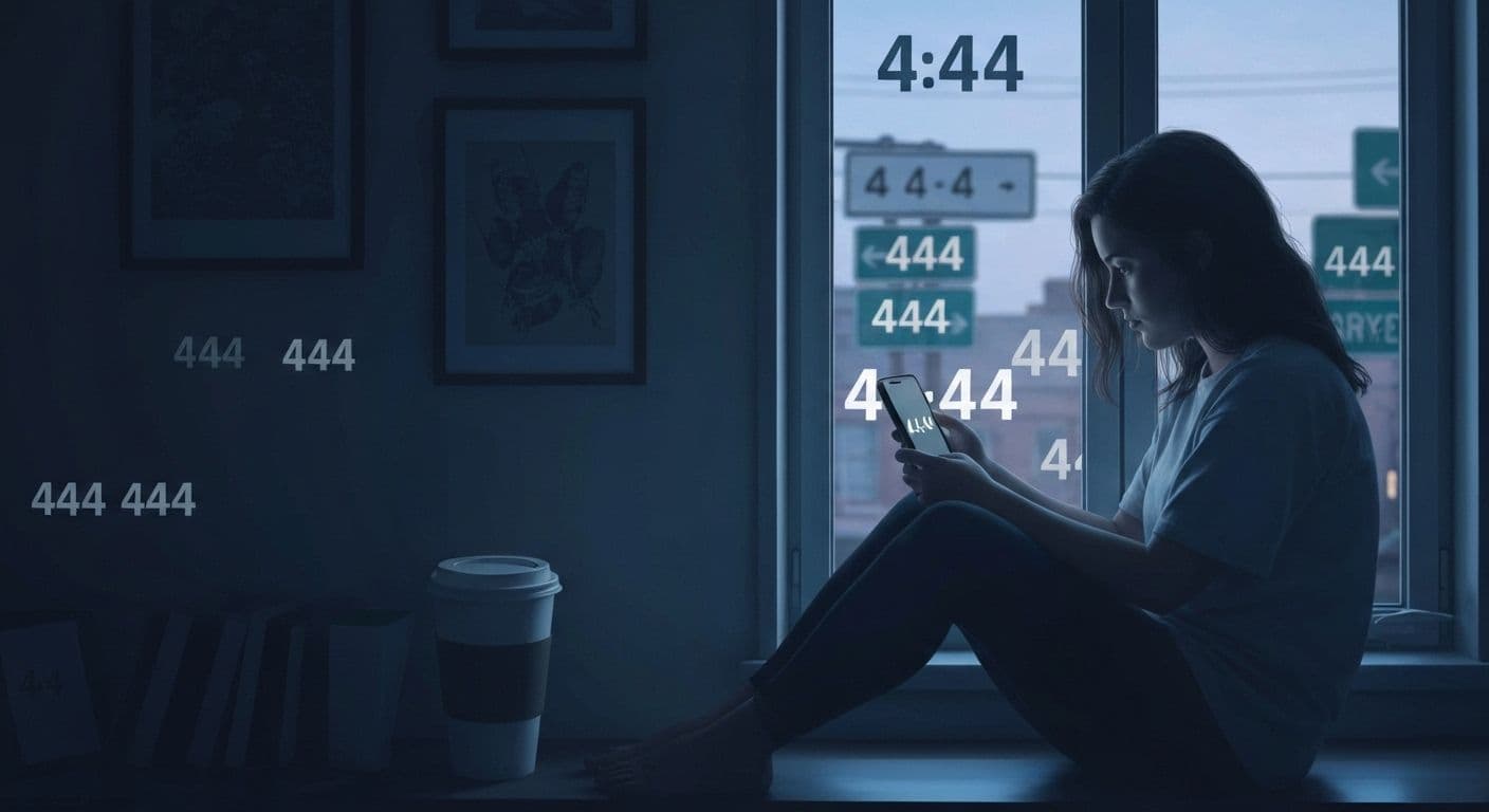 Person noticing 444 on clock after breakup representing brain pattern recognition during emotional stress