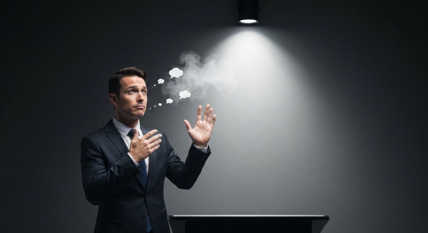Person experiencing mental clarity during an important presentation after learning why their mind goes blank