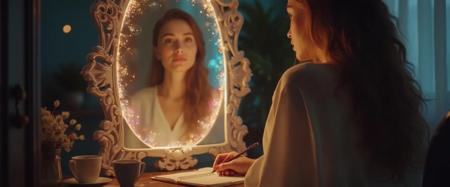 Person practicing mirror techniques for increasing self awareness and emotional intelligence