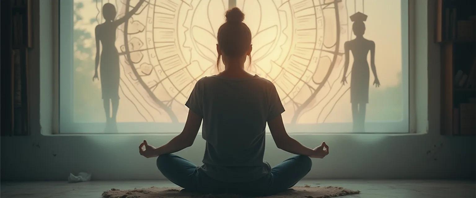 Person practicing better self-awareness techniques in front of a mirror