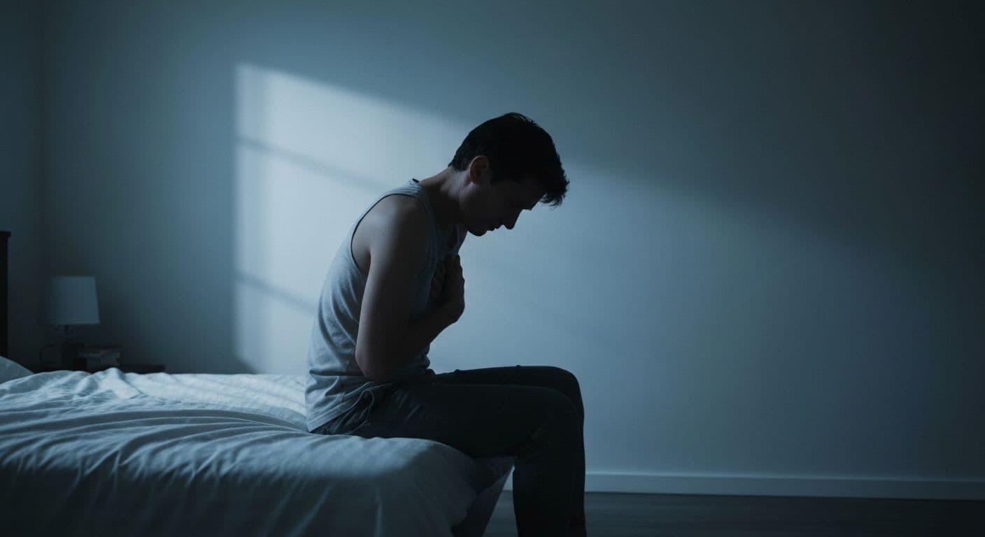 Person experiencing physical symptoms while feeling sad after breaking up with someone, showing mind-body connection