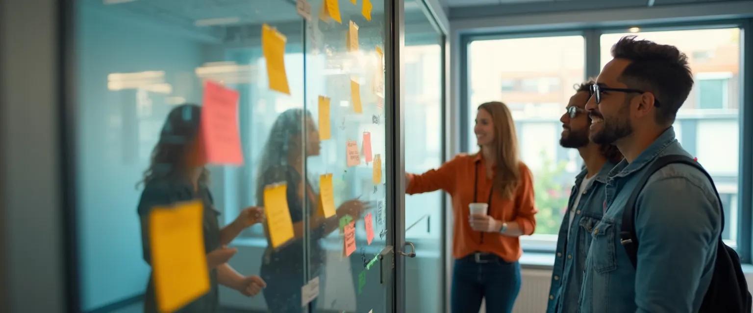 Manager facilitating team building emotional intelligence exercise during regular meeting