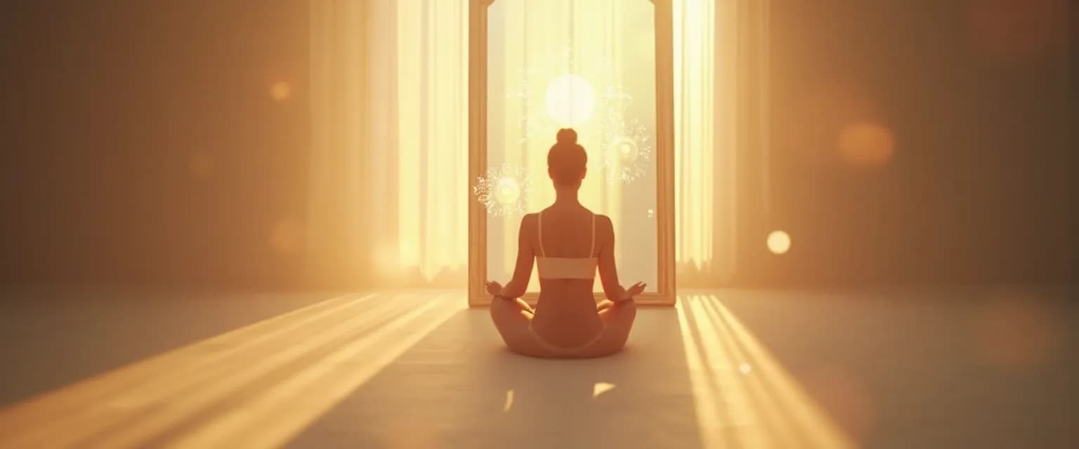 Person using the Mirror Technique as one way to increase self-awareness is by applying reflection questions