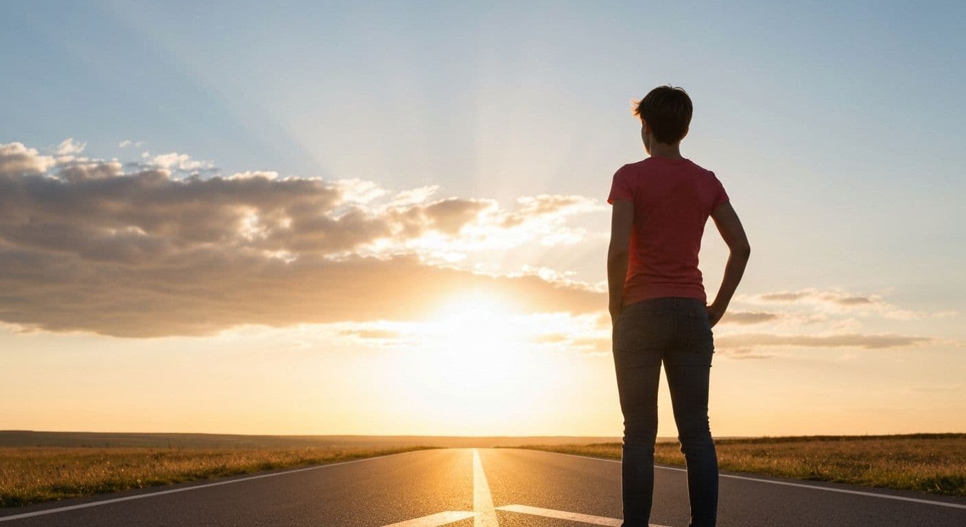 Young person journaling and reflecting while recovering from first love heartbreak and rediscovering their identity