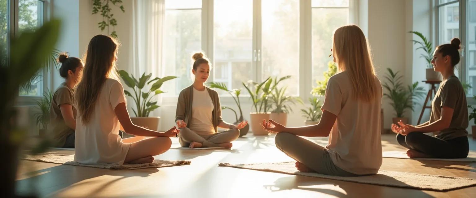 Business professionals participating in an institute for creative mindfulness workshop