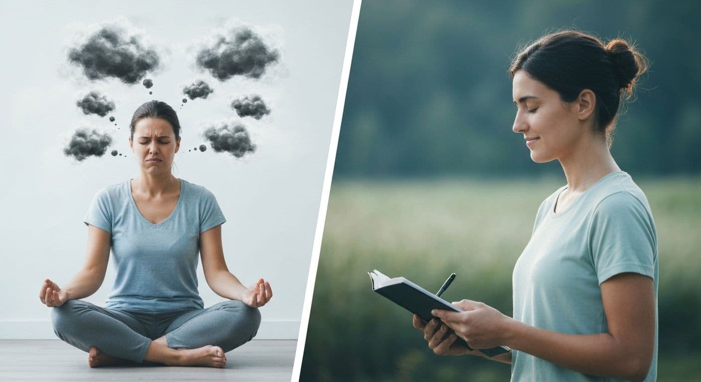 Person choosing between stillness and movement-based mindfulness techniques to manage anxiety effectively