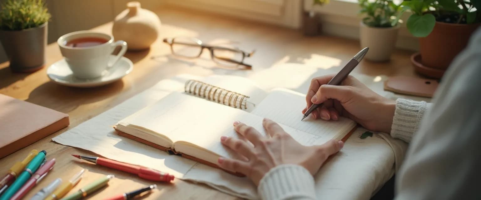 Person using colorful mindbrush journal techniques to quiet inner critic