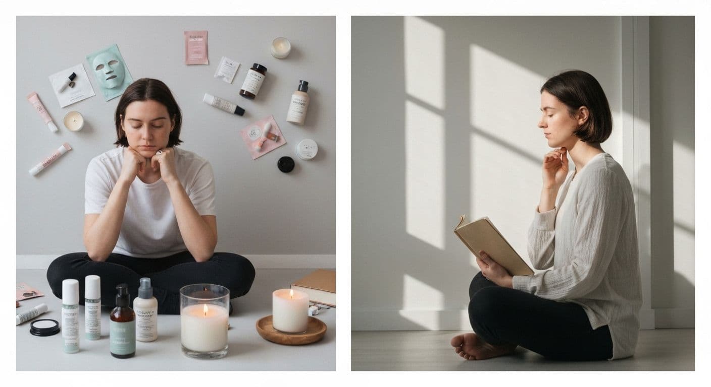 Person practicing mindful self care and self awareness through intentional reflection and emotional check-in