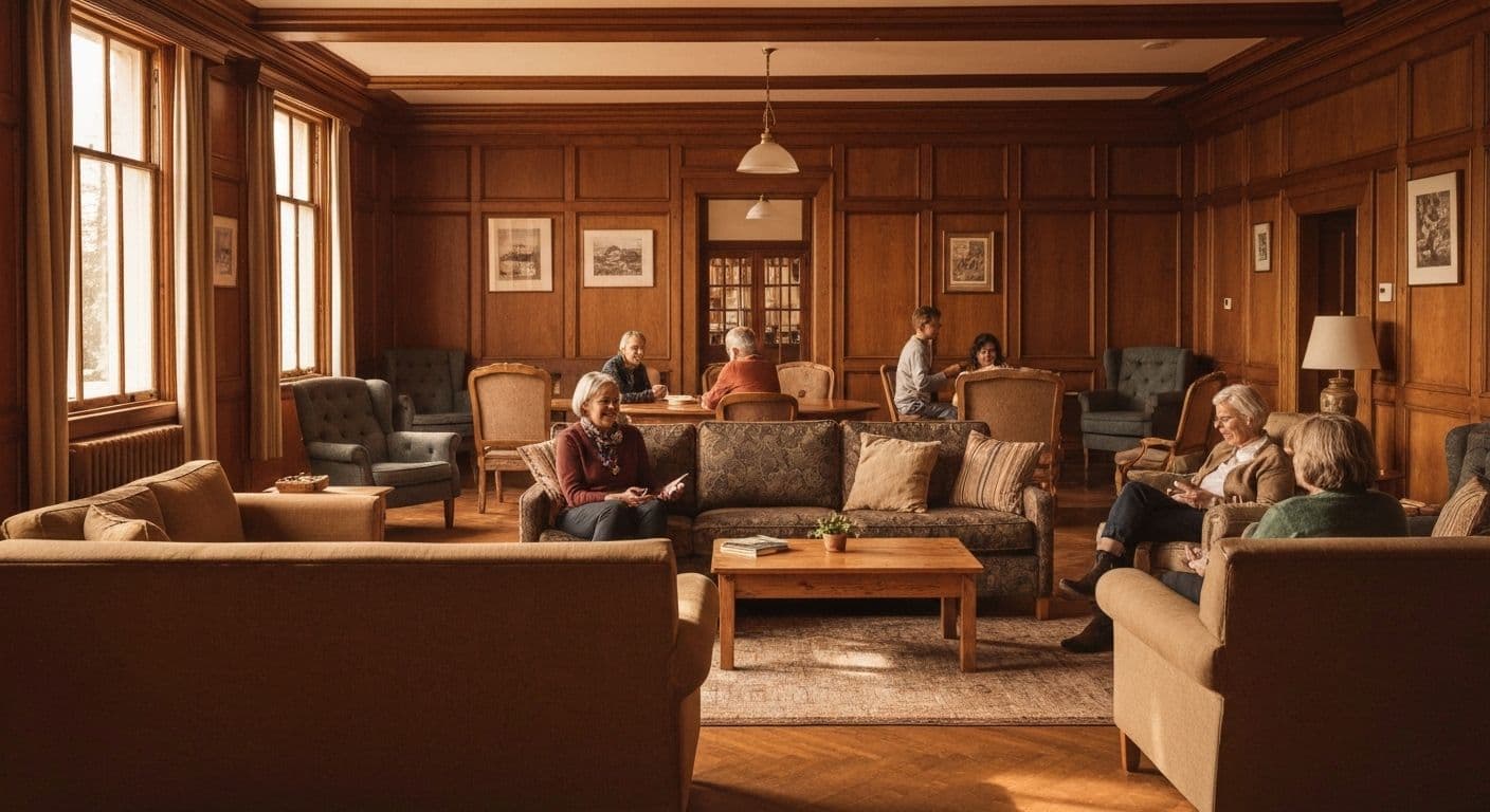 People sitting in a circle at a local grief sharing group meeting, showing supportive face-to-face connection