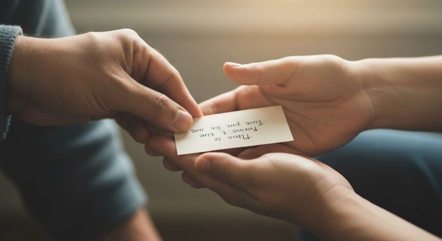 Hand writing friend simple sympathy card messages with heartfelt expression and care