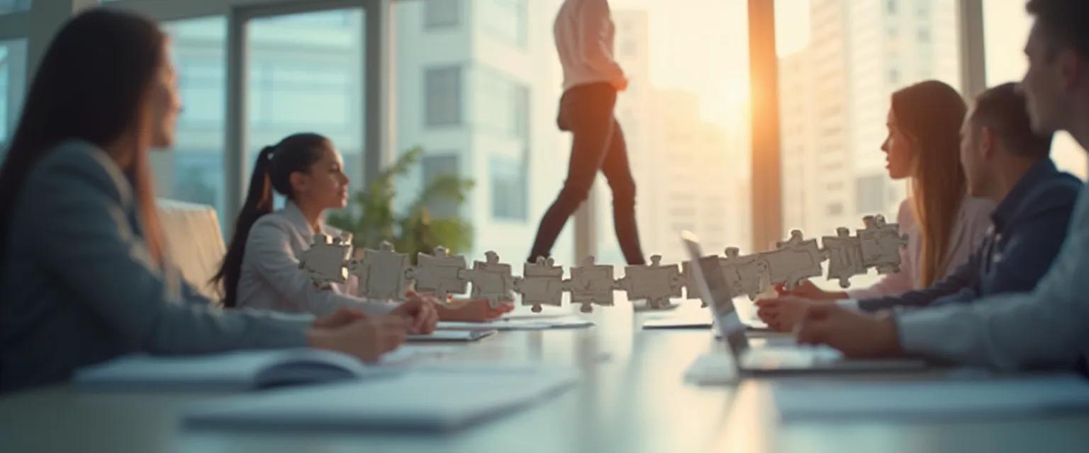 Professional managing emotional intelligence in the workplace during a team meeting