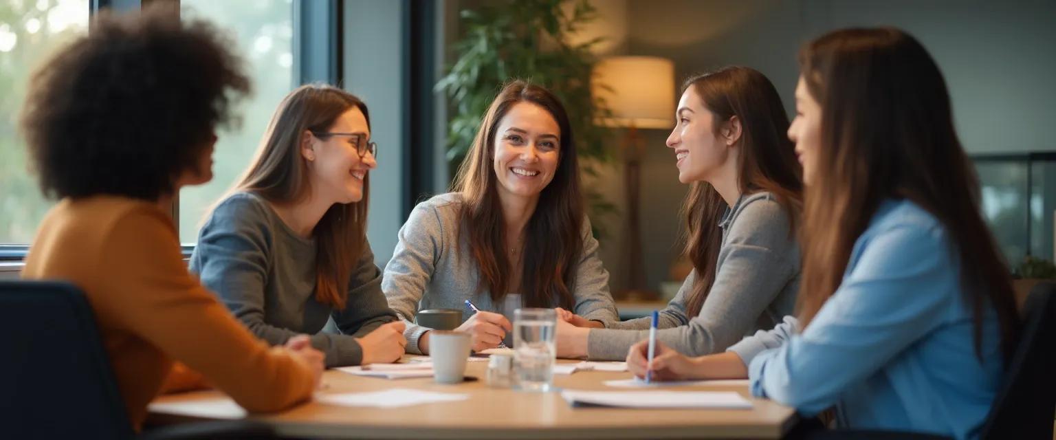Manager leading emotional intelligence training exercise during team meeting