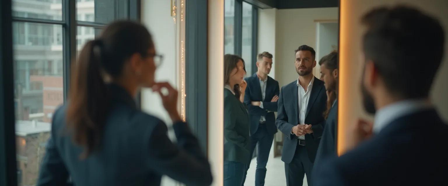 Business leaders discussing emotional intelligence strategies in a meeting setting