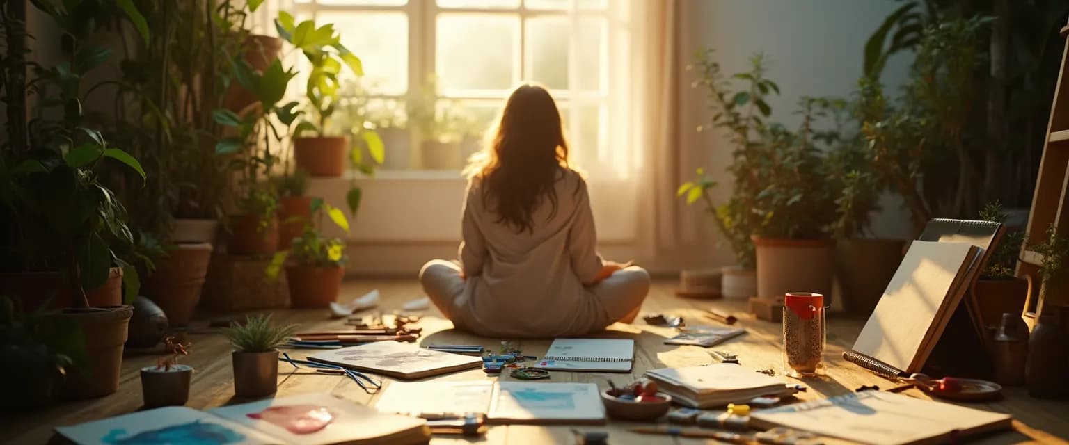 INFP person expressing creativity through art as part of breakup recovery process