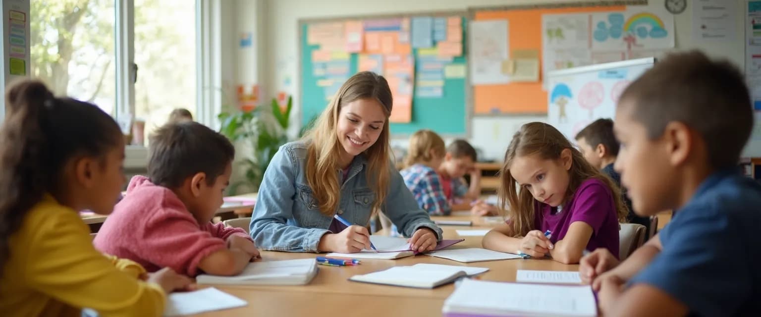 Middle school students participating in self-awareness activities in a classroom setting
