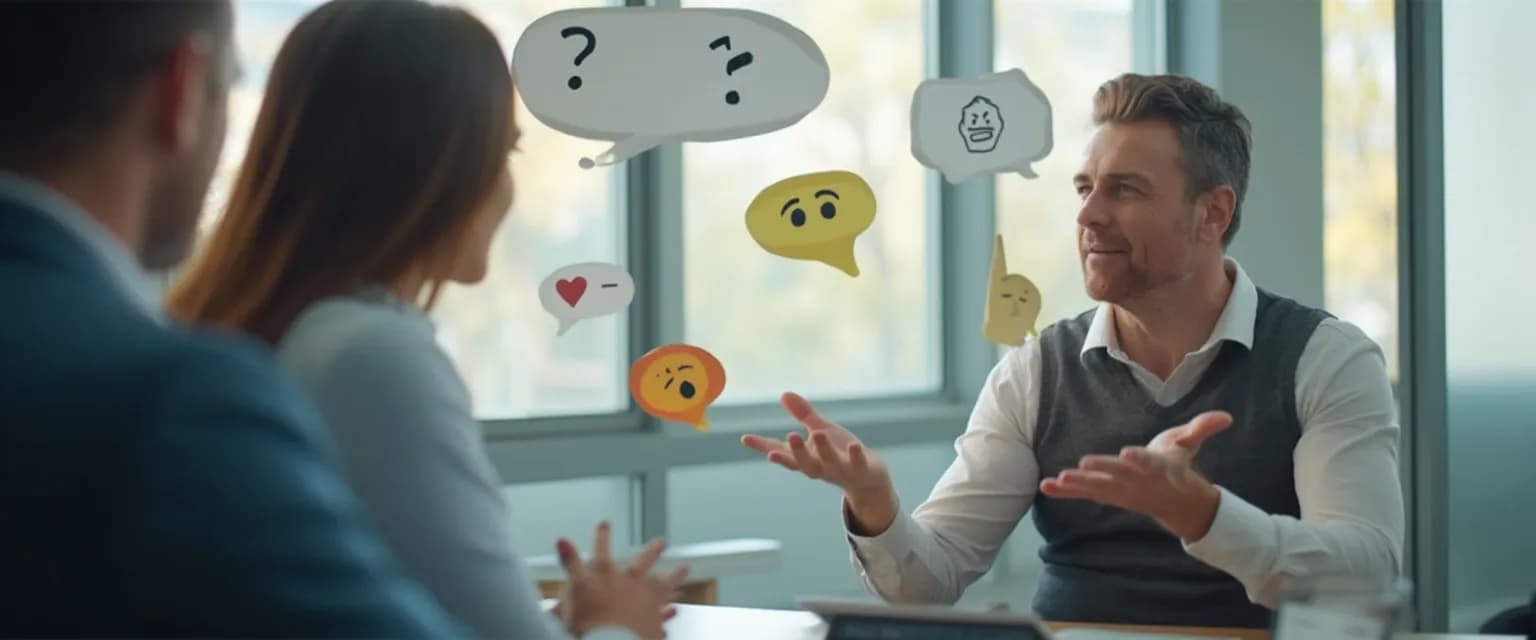 Professionals demonstrating emotional awareness in the workplace during a conflict resolution meeting