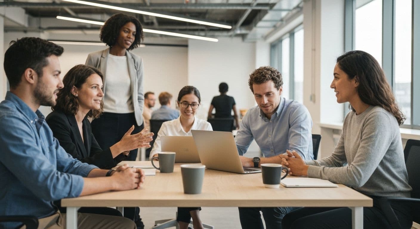 Professional observing team dynamics demonstrating awareness in workplace settings