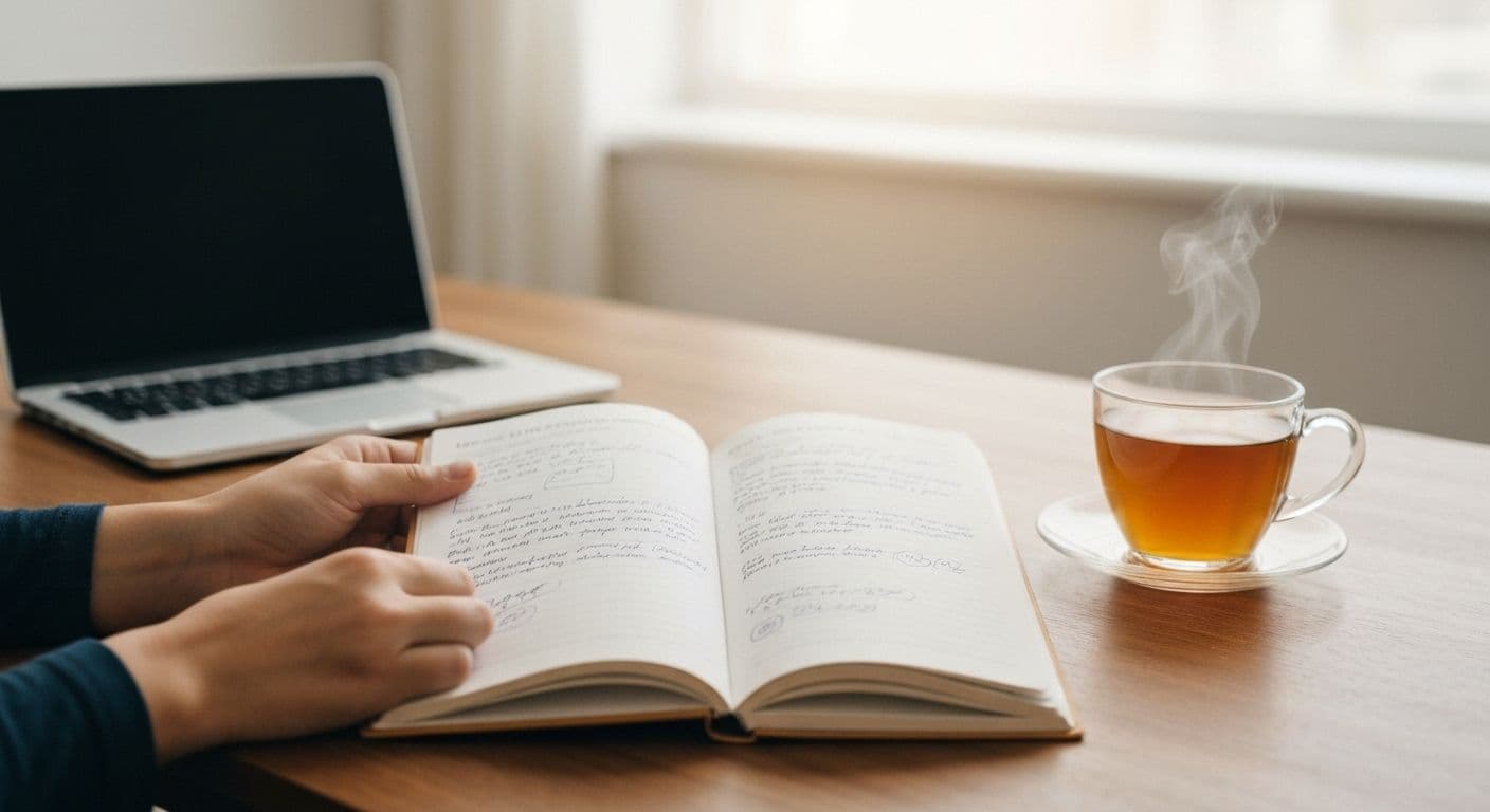Person holding physical GriefShare bookstore workbook with handwritten notes showing tactile grief healing process
