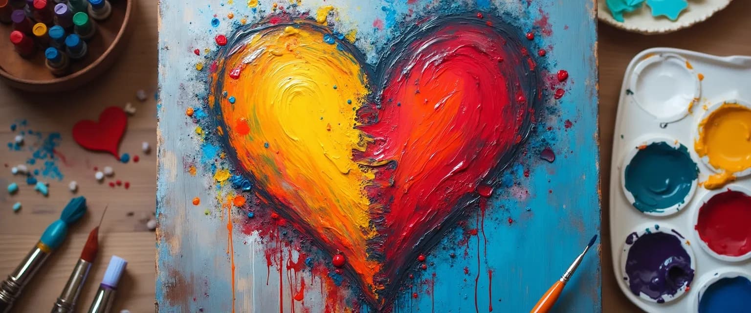 Person expressing emotions through art during heartbreak stages