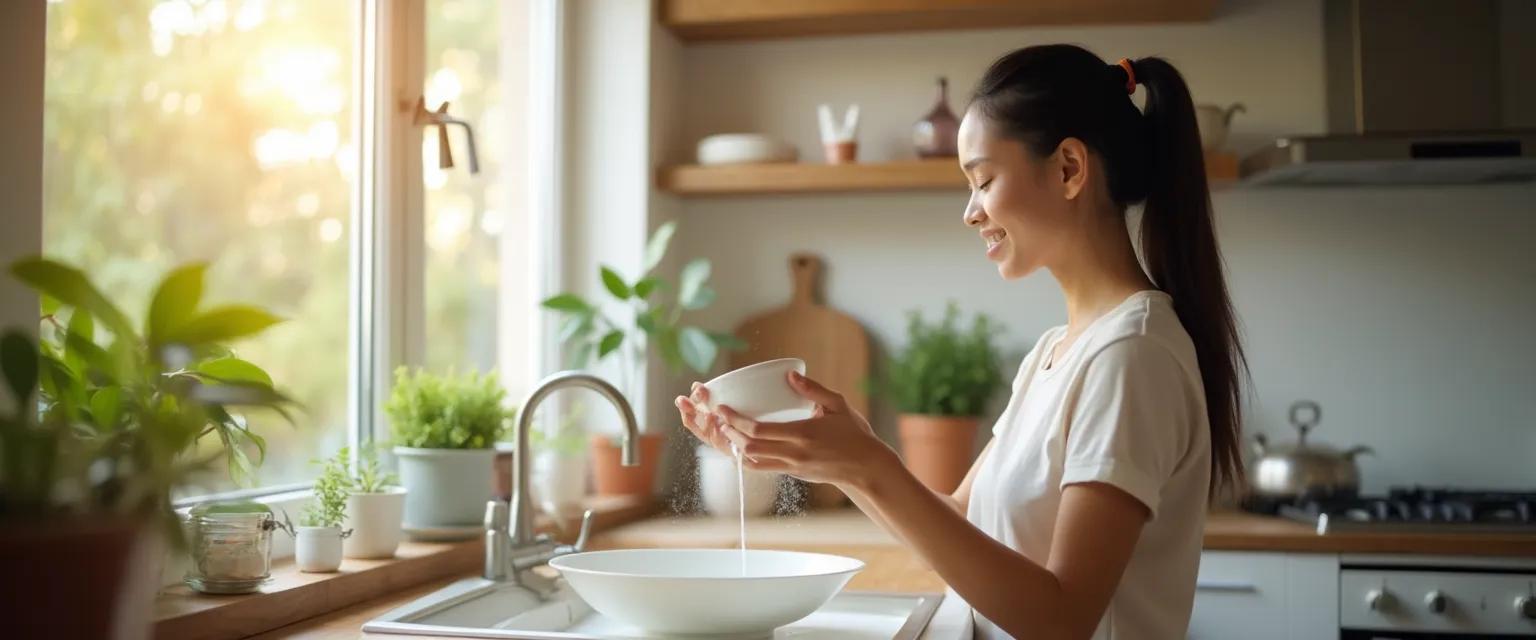 Person being mindful while folding laundry, demonstrating present moment awareness