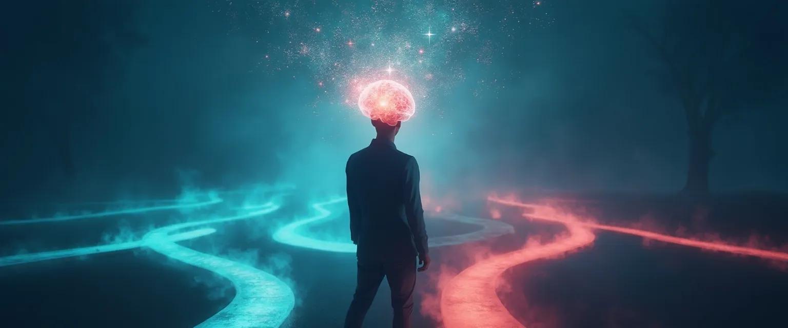 Diagram showing connection between conscious and unconscious mind in decision-making process