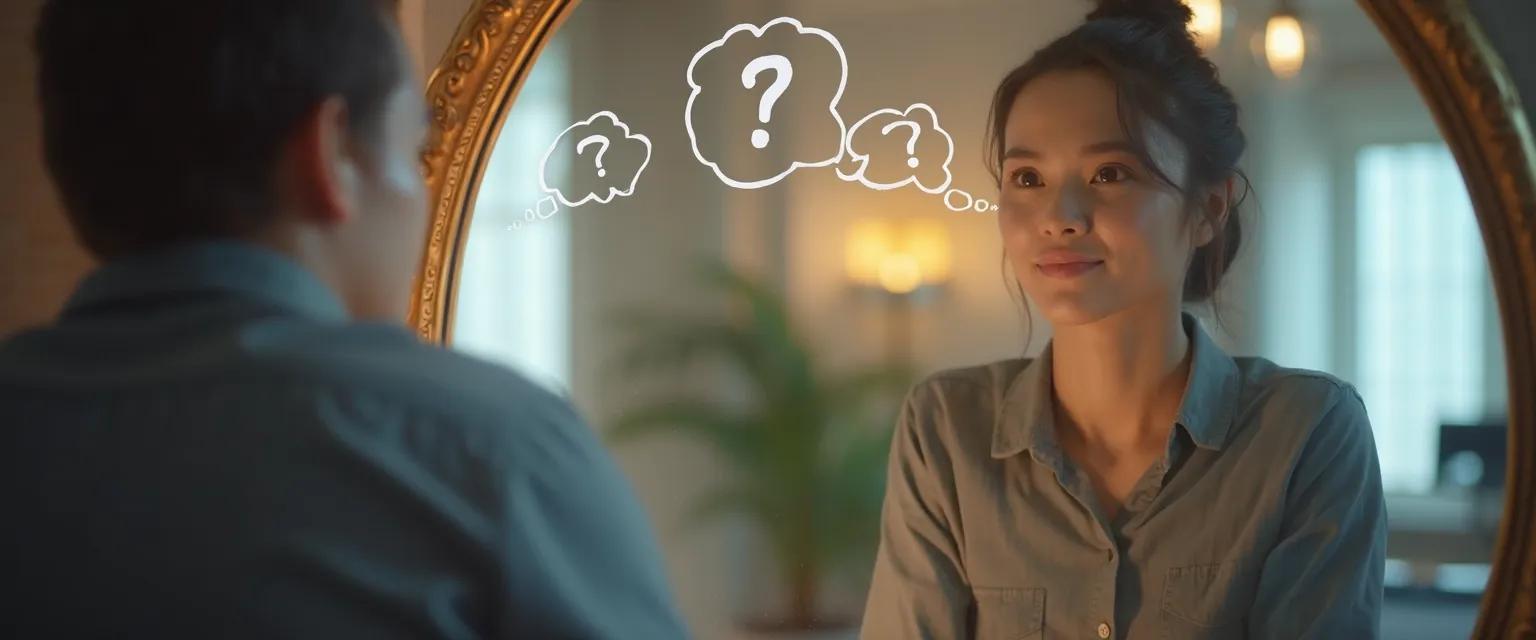 Professional using mirror questions for self awareness and communication improvement in the workplace